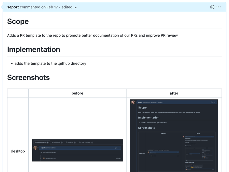 After adding PR templates
