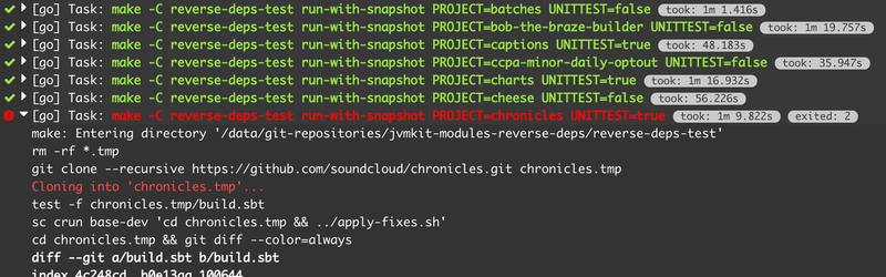 Individual project failure in generated pipeline
