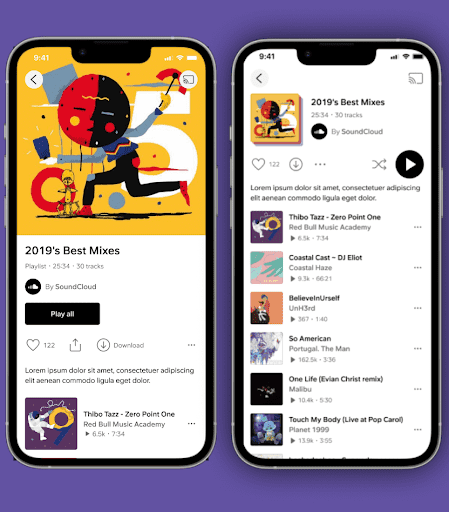 New playlist header on Android and iOS